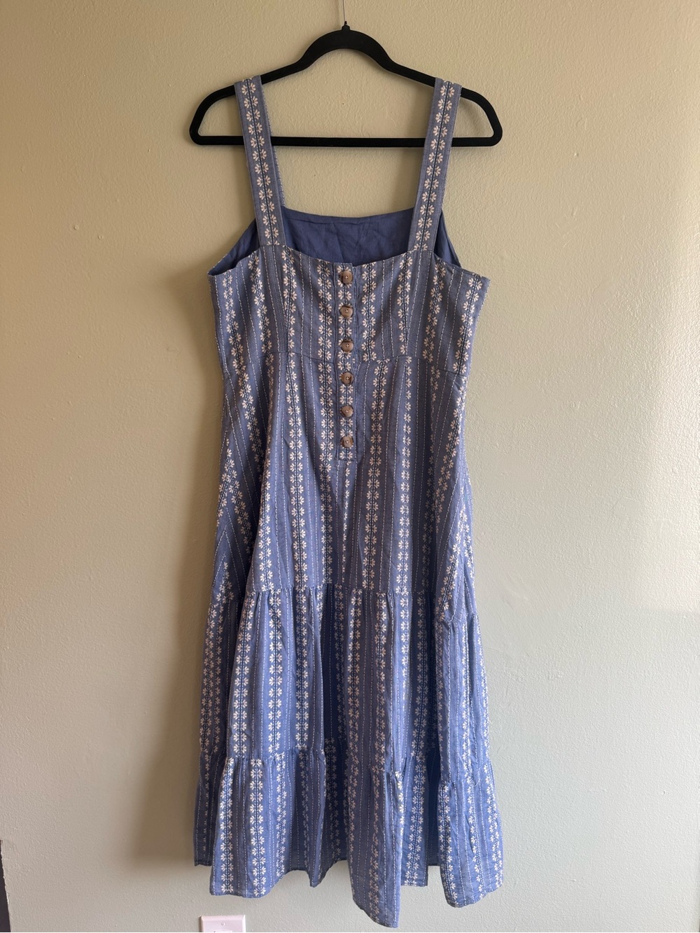Madewell Blue Printed Tiered Button-Front Sundress
